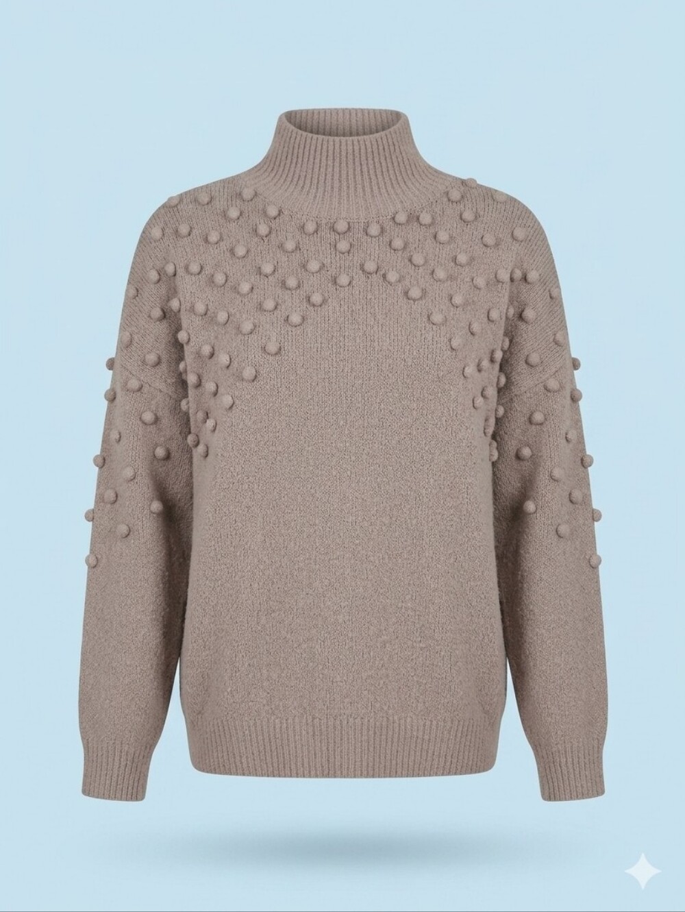 Dress Up "People Love" Taupe Mock Neck Bobble Knit Sweater - Size L**